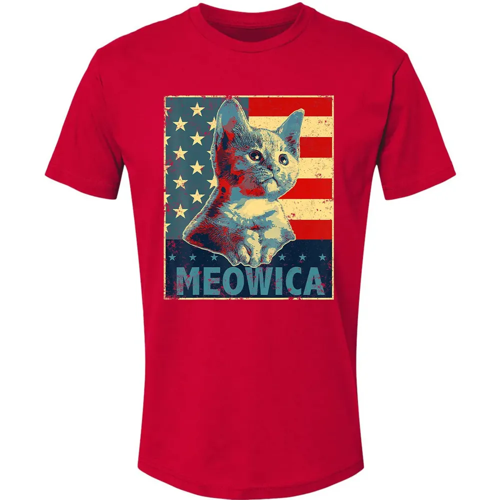 Meowica Cat 4th of July Patriotic American Flag Gift Women Premium Unisex T-shirt - 6