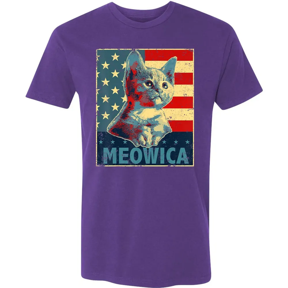 Meowica Cat 4th of July Patriotic American Flag Gift Women Premium Unisex T-shirt - 7