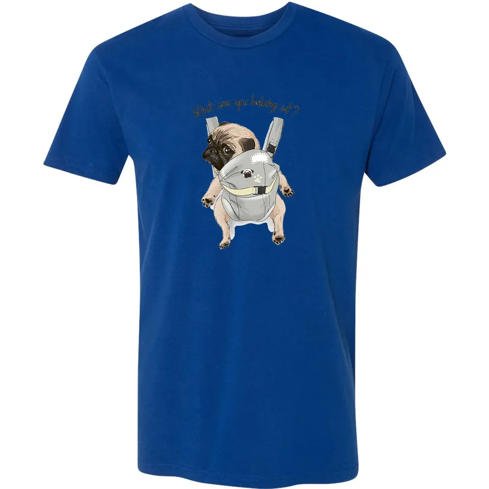 What Are You Looking At   Cute Pug In Back Carrier Premium Unisex T-shirt - 10