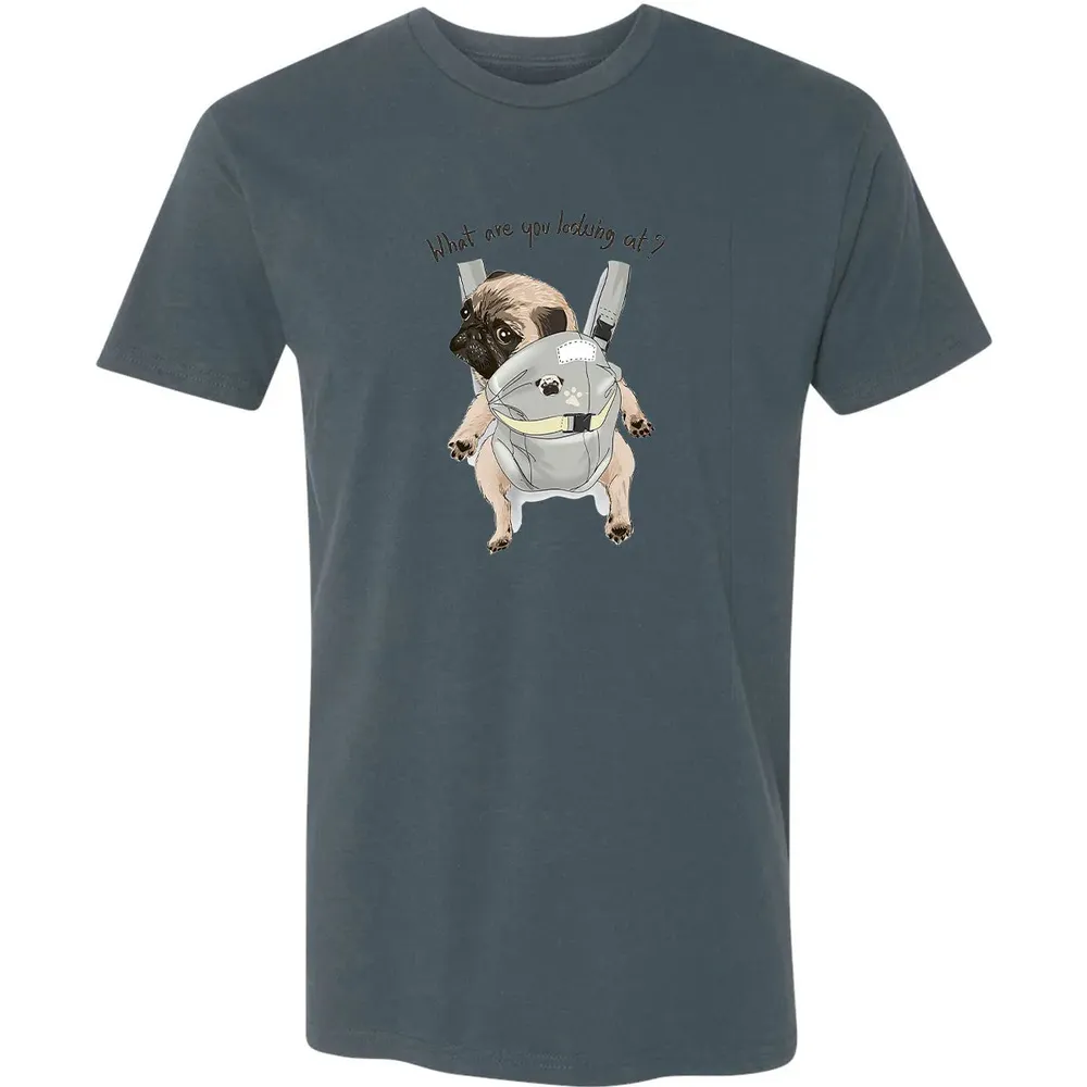 What Are You Looking At   Cute Pug In Back Carrier Premium Unisex T-shirt - 14