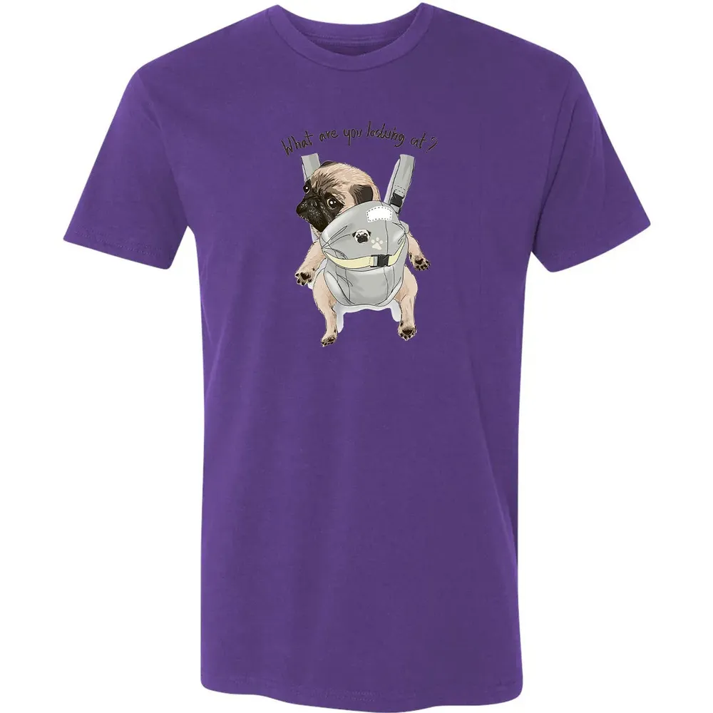 What Are You Looking At   Cute Pug In Back Carrier Premium Unisex T-shirt - 7