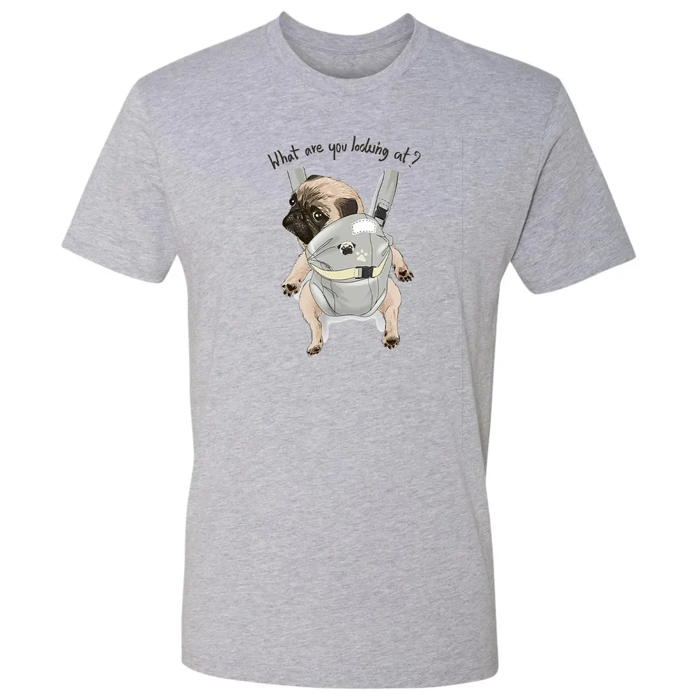 What Are You Looking At   Cute Pug In Back Carrier Premium Unisex T-shirt - 9