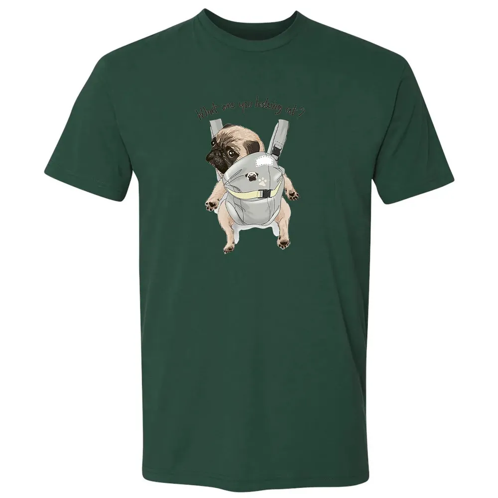 What Are You Looking At   Cute Pug In Back Carrier Premium Unisex T-shirt - 12