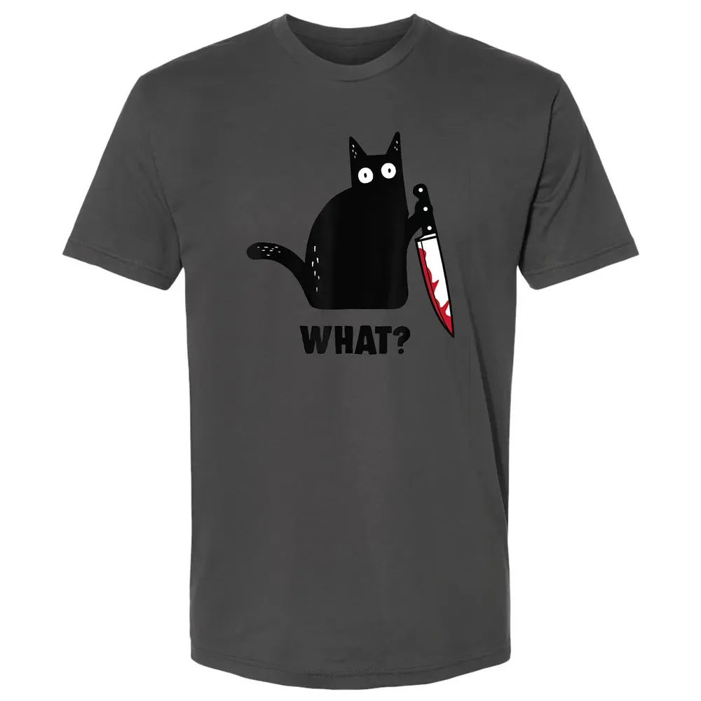 Cat What Funny Black Ca, Murderous Cat With Knife Premium Unisex T-shirt - 8