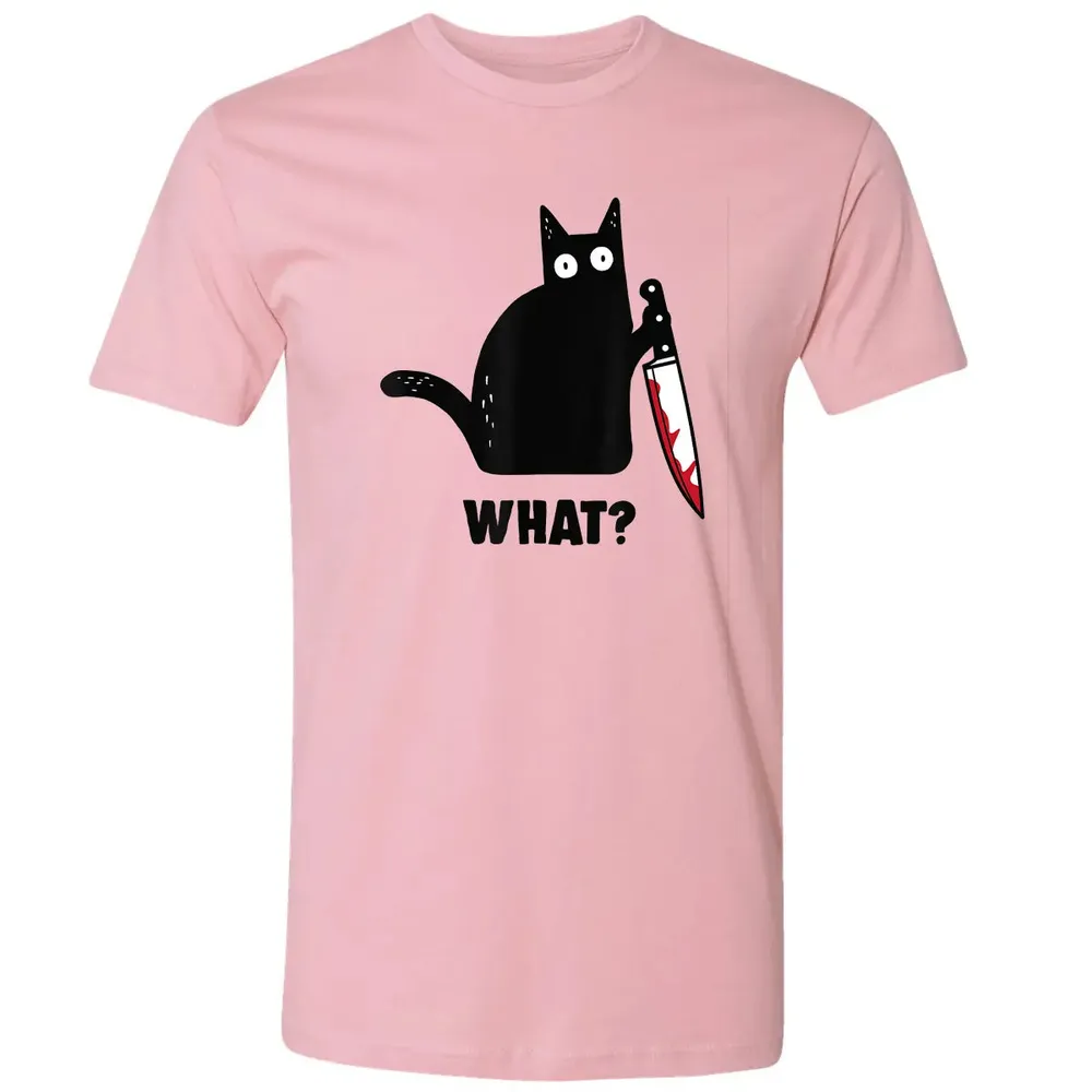 Cat What Funny Black Ca, Murderous Cat With Knife Premium Unisex T-shirt - 3