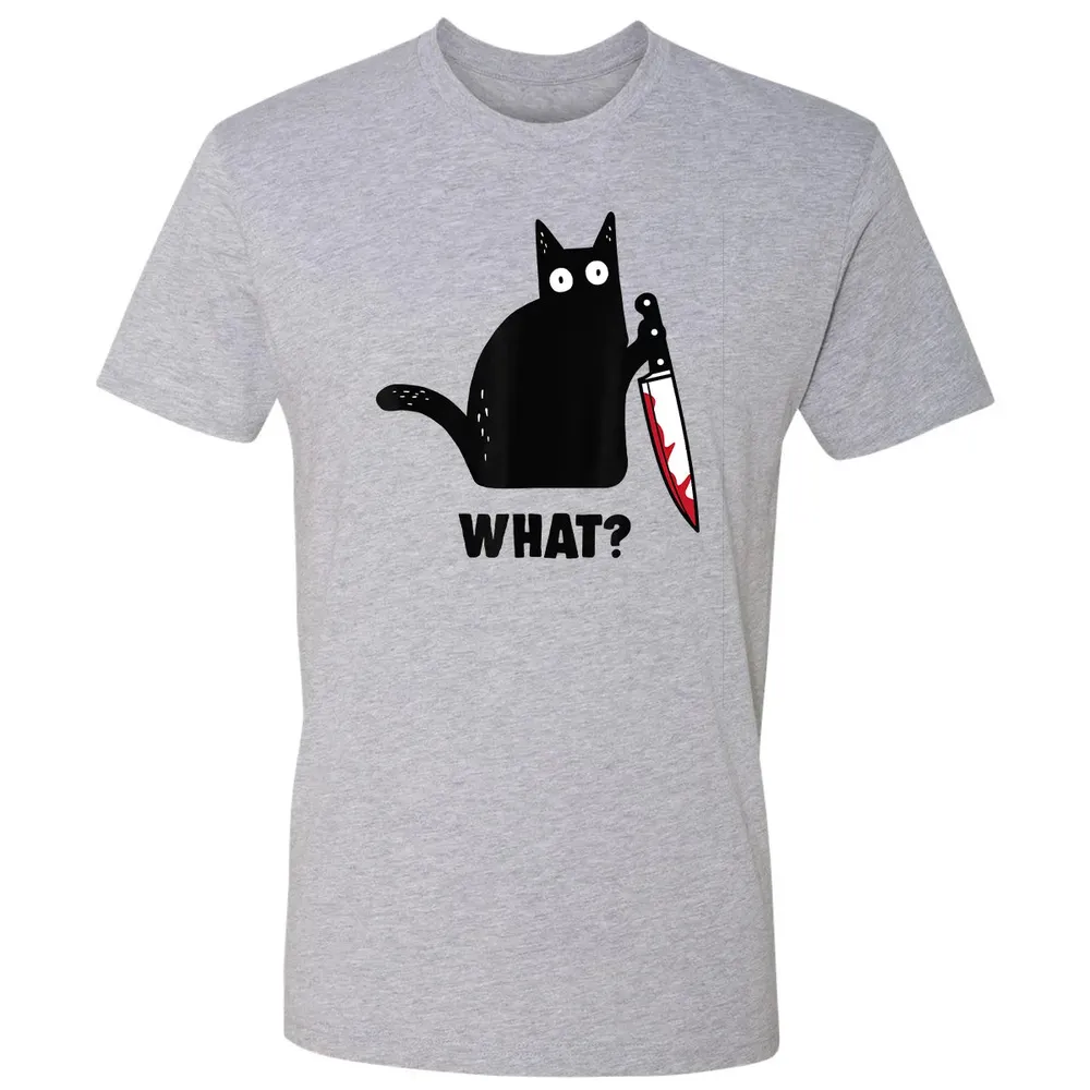 Cat What Funny Black Ca, Murderous Cat With Knife Premium Unisex T-shirt - 9