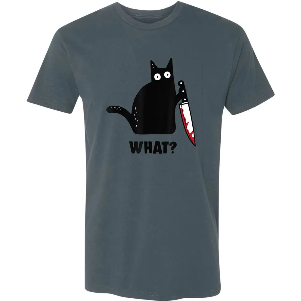 Cat What Funny Black Ca, Murderous Cat With Knife Premium Unisex T-shirt - 14