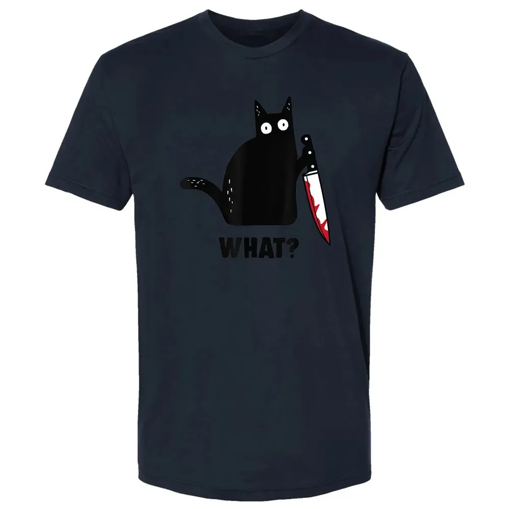 Cat What Funny Black Ca, Murderous Cat With Knife Premium Unisex T-shirt - 13