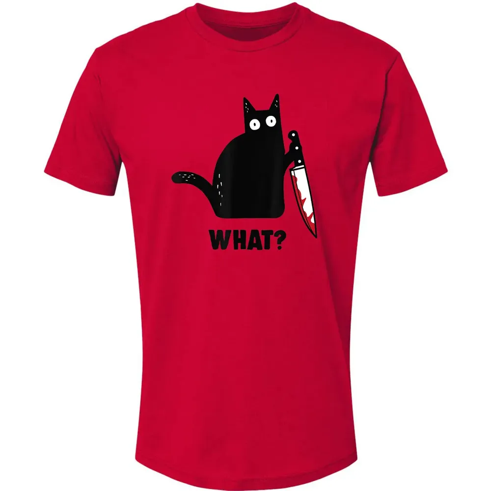 Cat What Funny Black Ca, Murderous Cat With Knife Premium Unisex T-shirt - 6