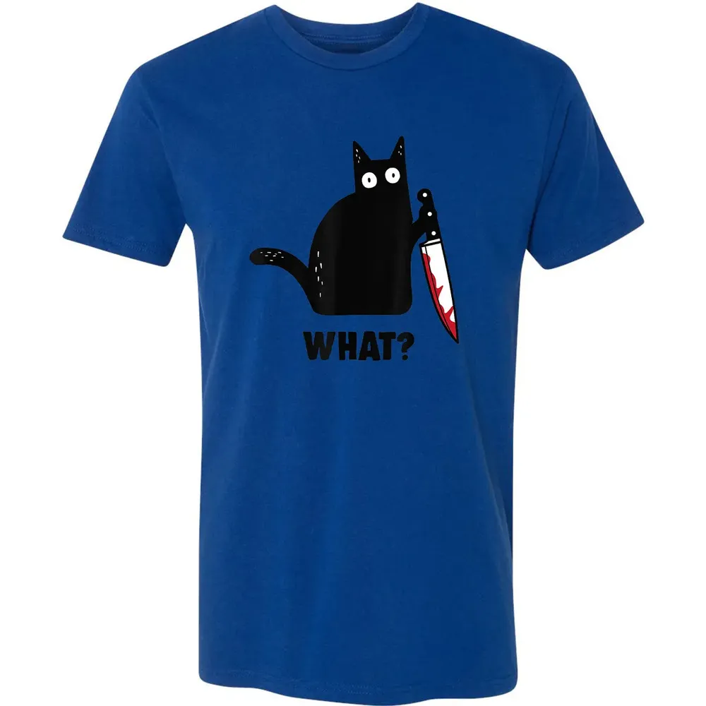 Cat What Funny Black Ca, Murderous Cat With Knife Premium Unisex T-shirt - 10