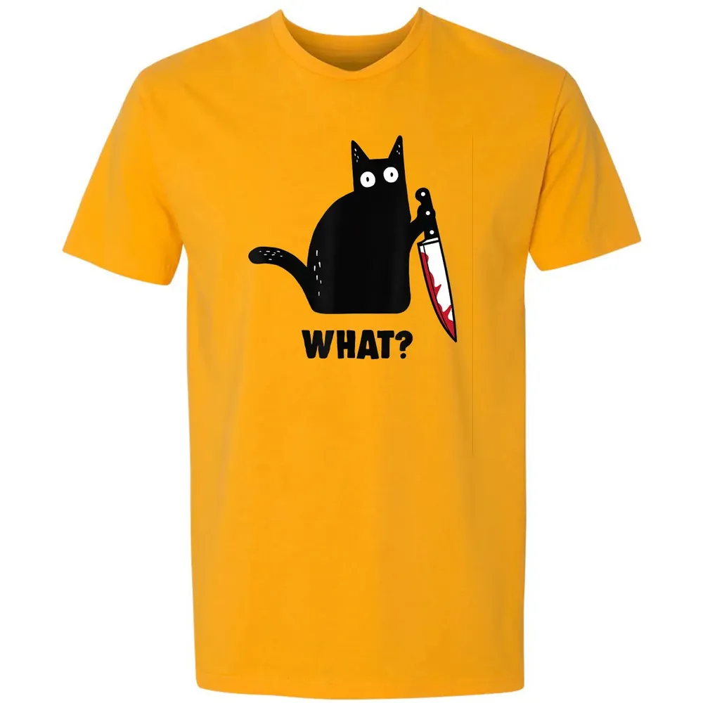 Cat What Funny Black Ca, Murderous Cat With Knife Premium Unisex T-shirt - 11