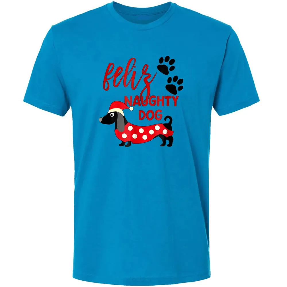 Dachshund Christmas   Funny Feliz Naughty Dog Xmas Premium Unisex T-shirt - 4