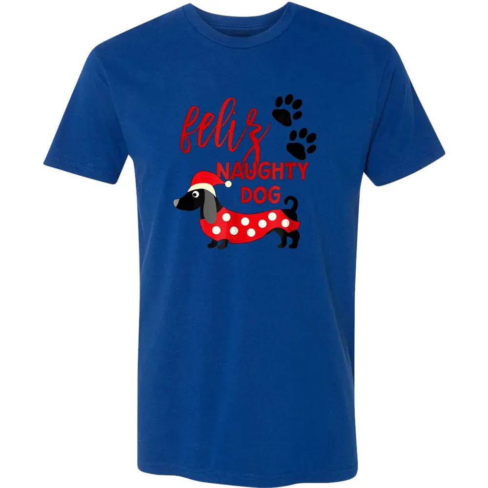 Dachshund Christmas   Funny Feliz Naughty Dog Xmas Premium Unisex T-shirt - 10