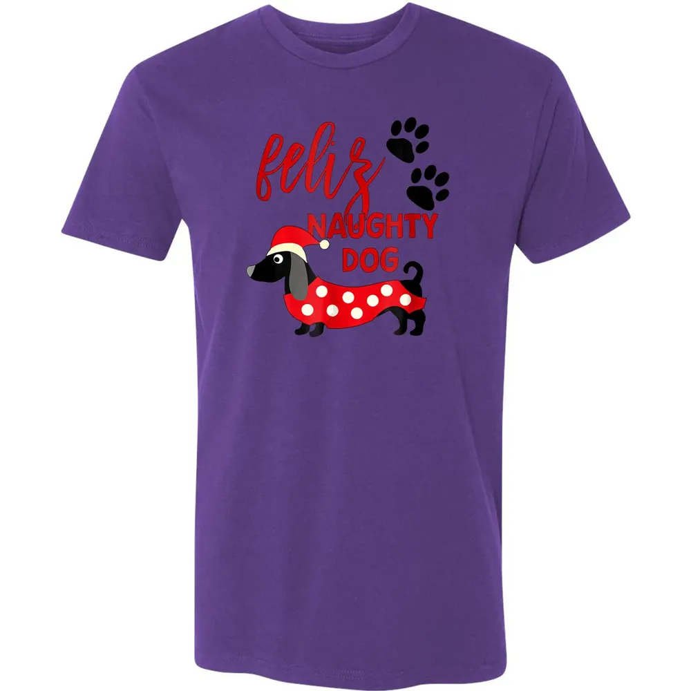 Dachshund Christmas   Funny Feliz Naughty Dog Xmas Premium Unisex T-shirt - 7