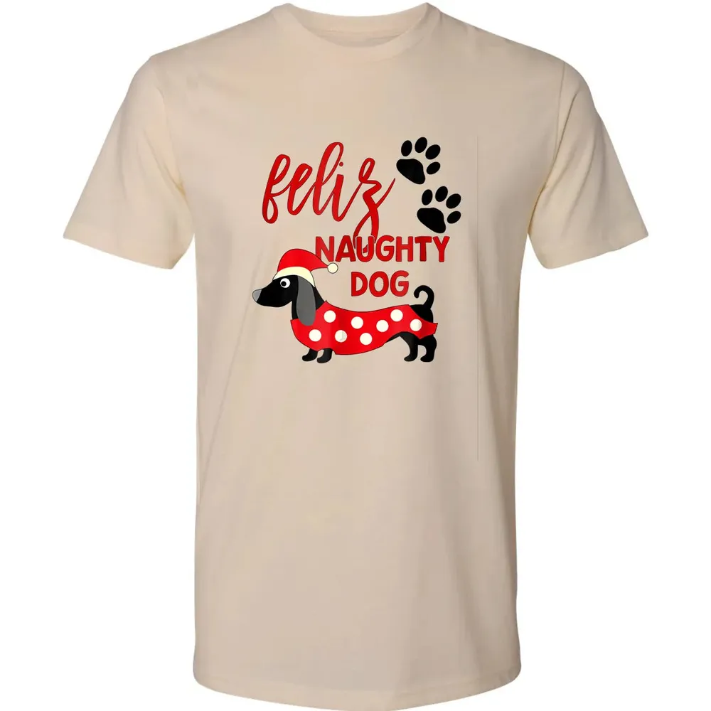 Dachshund Christmas   Funny Feliz Naughty Dog Xmas Premium Unisex T-shirt - 2