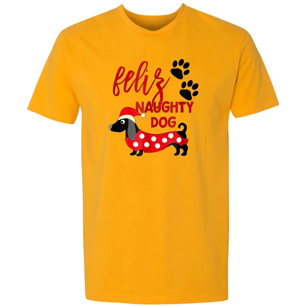 Dachshund Christmas   Funny Feliz Naughty Dog Xmas Premium Unisex T-shirt - 11