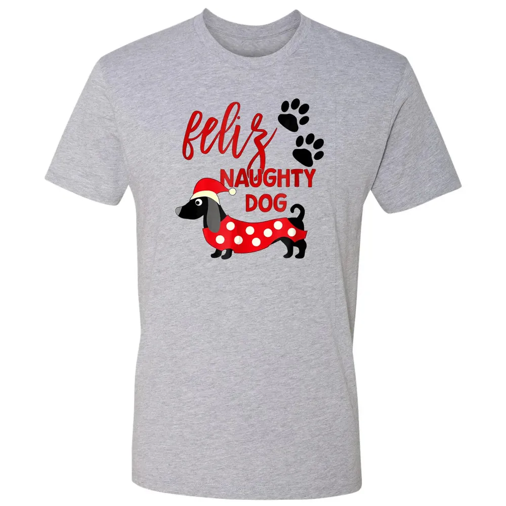 Dachshund Christmas   Funny Feliz Naughty Dog Xmas Premium Unisex T-shirt - 9