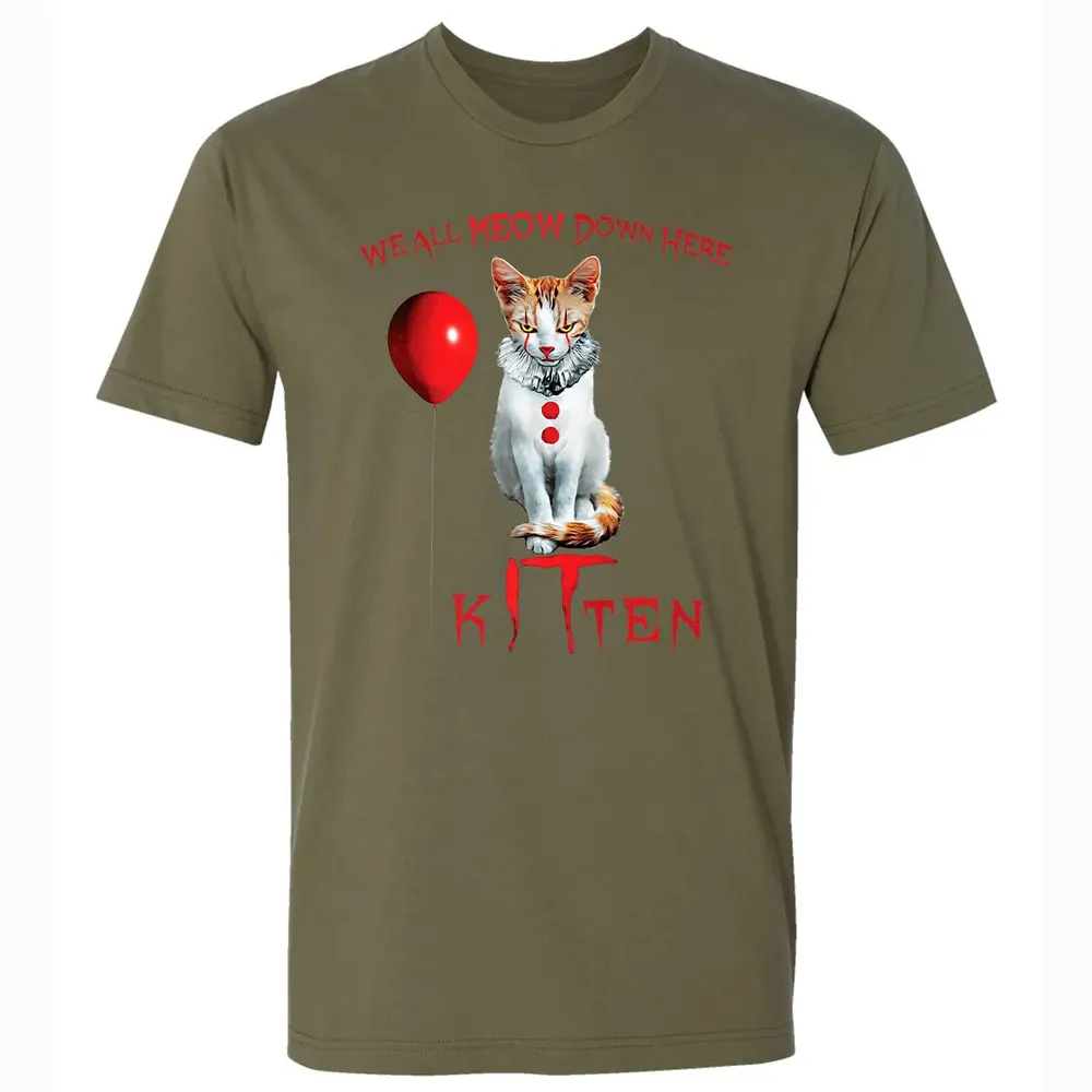 We All MEOW Down Here Clown Cat Kitten Premium Premium Unisex T-shirt - 5