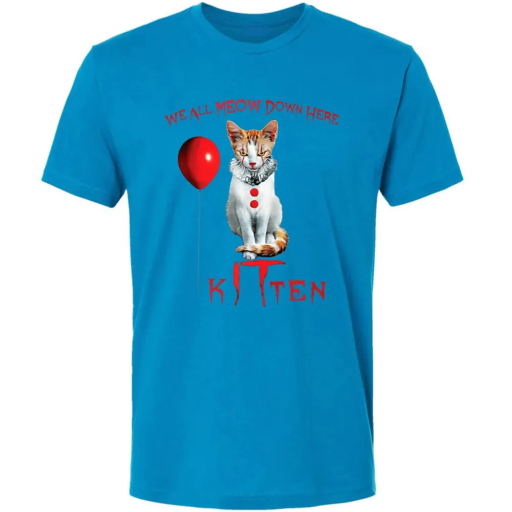 We All MEOW Down Here Clown Cat Kitten Premium Premium Unisex T-shirt - 15