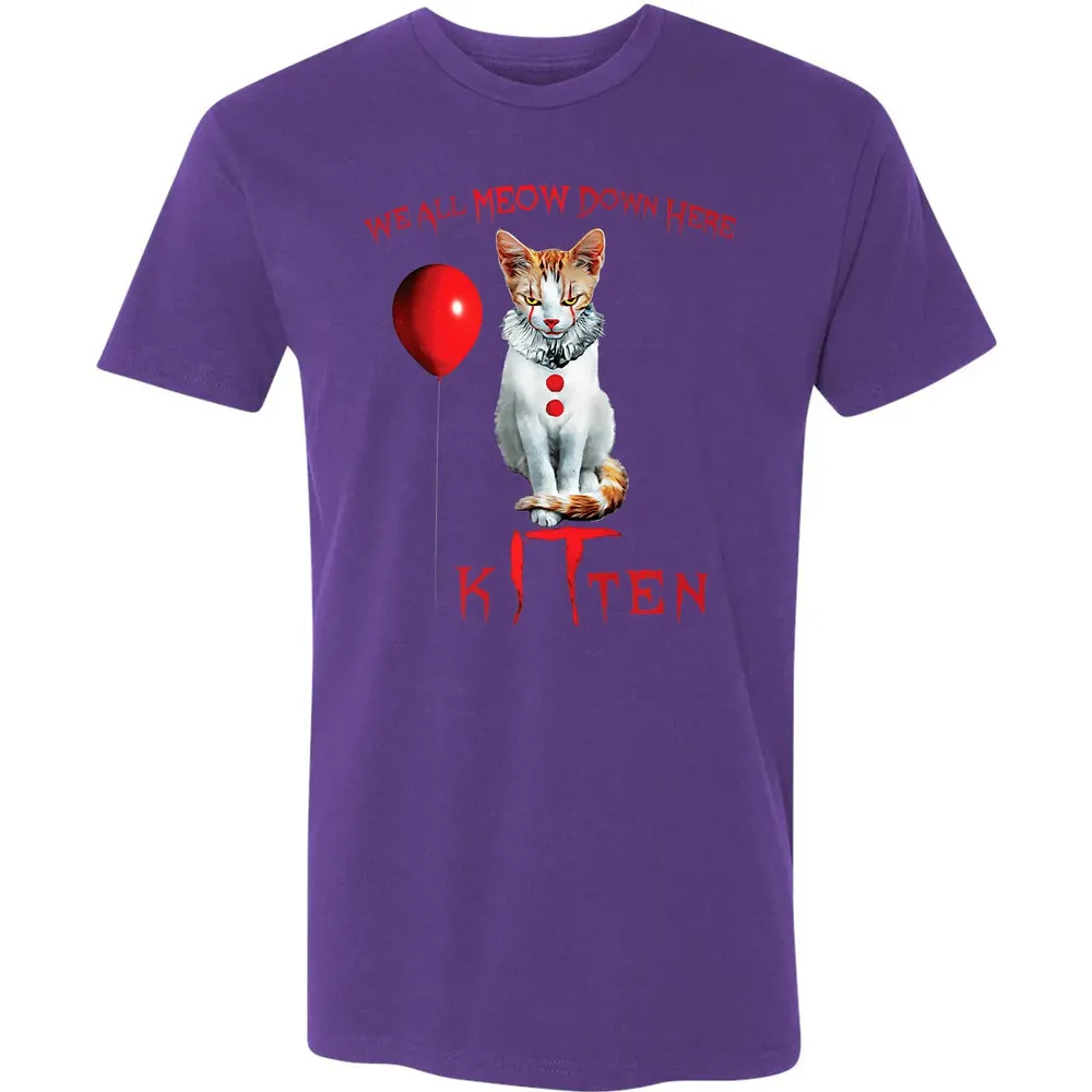 We All MEOW Down Here Clown Cat Kitten Premium Premium Unisex T-shirt - 7