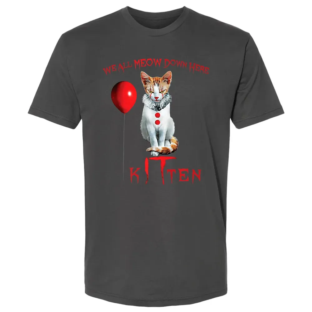 We All MEOW Down Here Clown Cat Kitten Premium Premium Unisex T-shirt - 8