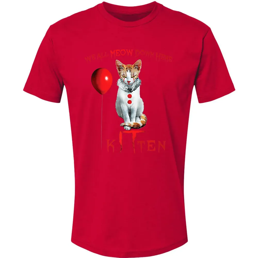 We All MEOW Down Here Clown Cat Kitten Premium Premium Unisex T-shirt - 6