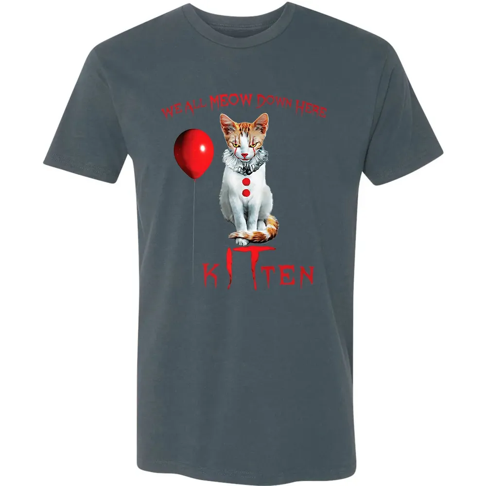 We All MEOW Down Here Clown Cat Kitten Premium Premium Unisex T-shirt - 14