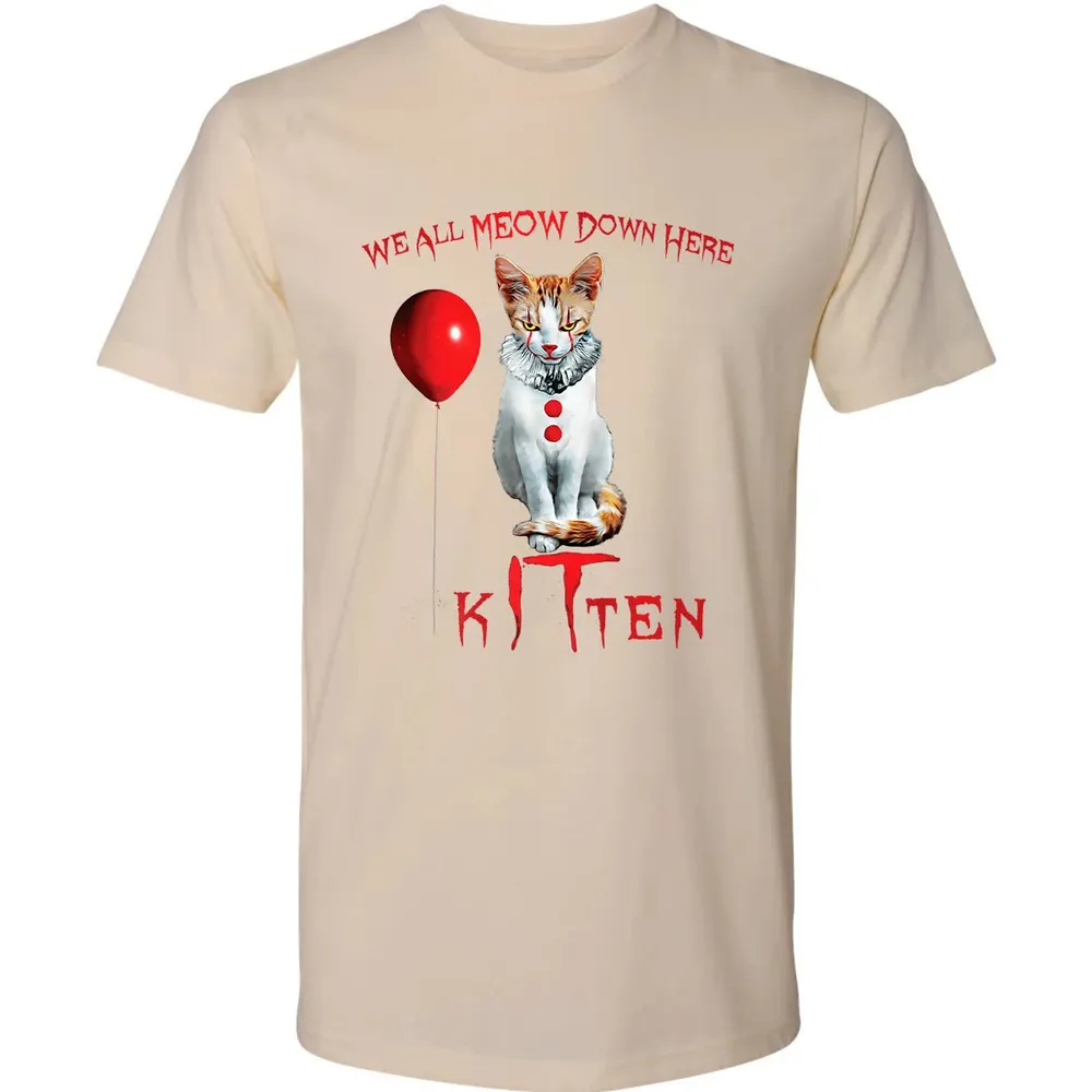 We All MEOW Down Here Clown Cat Kitten Premium Premium Unisex T-shirt - 13