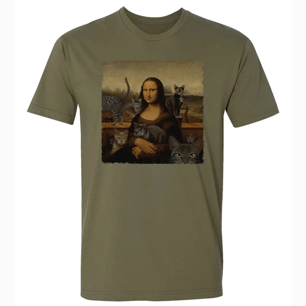 Monalisa with cats Premium Unisex T-shirt - 5