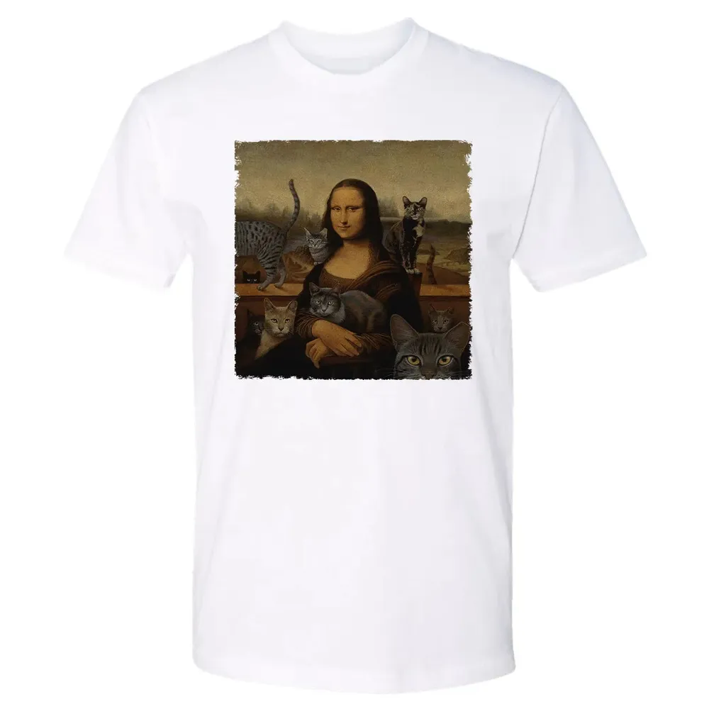 Monalisa with cats Premium Unisex T-shirt - 4
