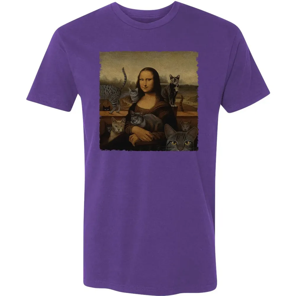 Monalisa with cats Premium Unisex T-shirt - 7
