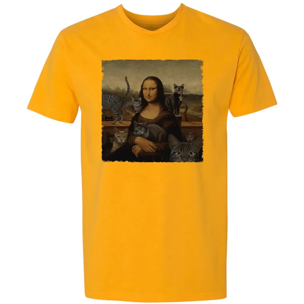 Monalisa with cats Premium Unisex T-shirt - 11