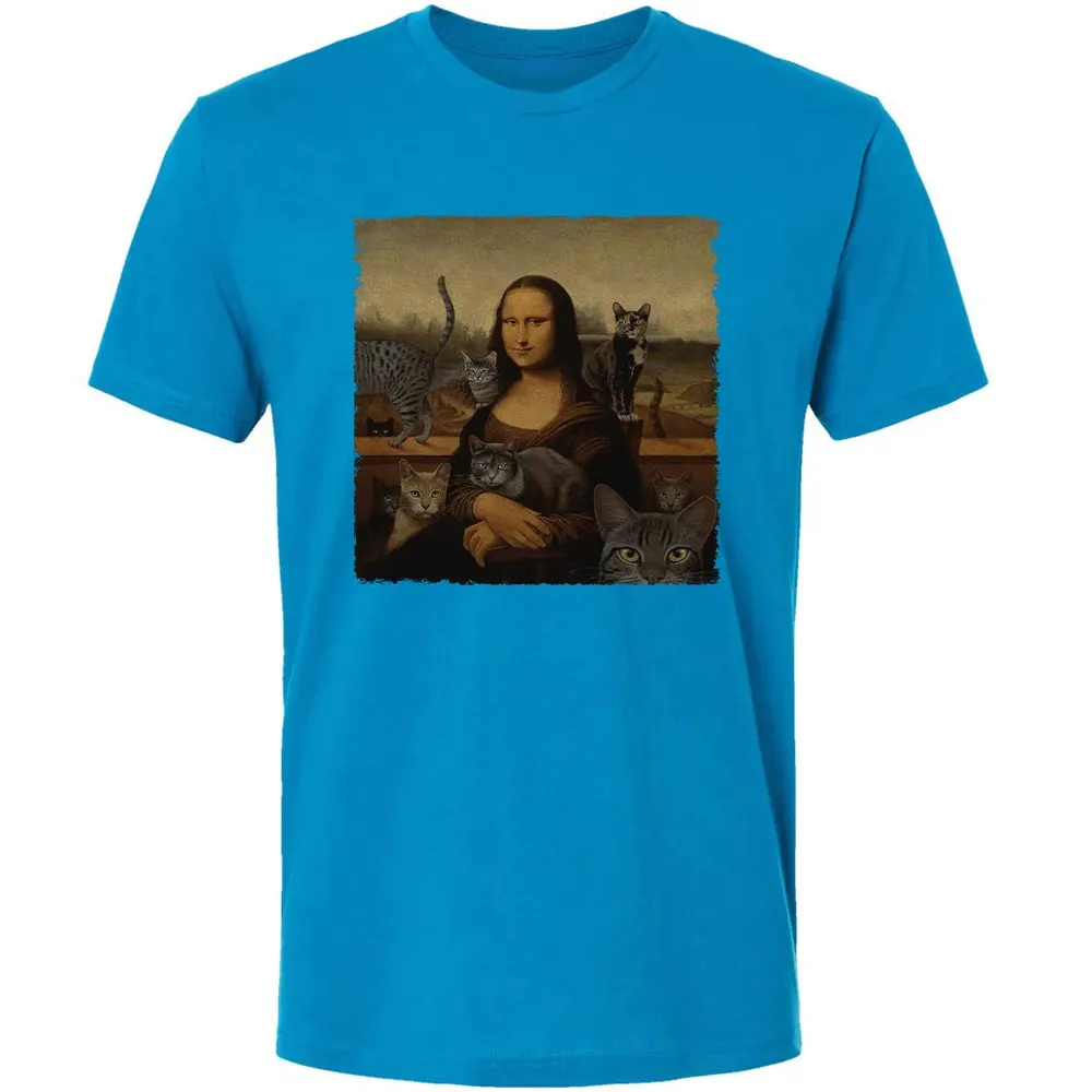 Monalisa with cats Premium Unisex T-shirt - 15