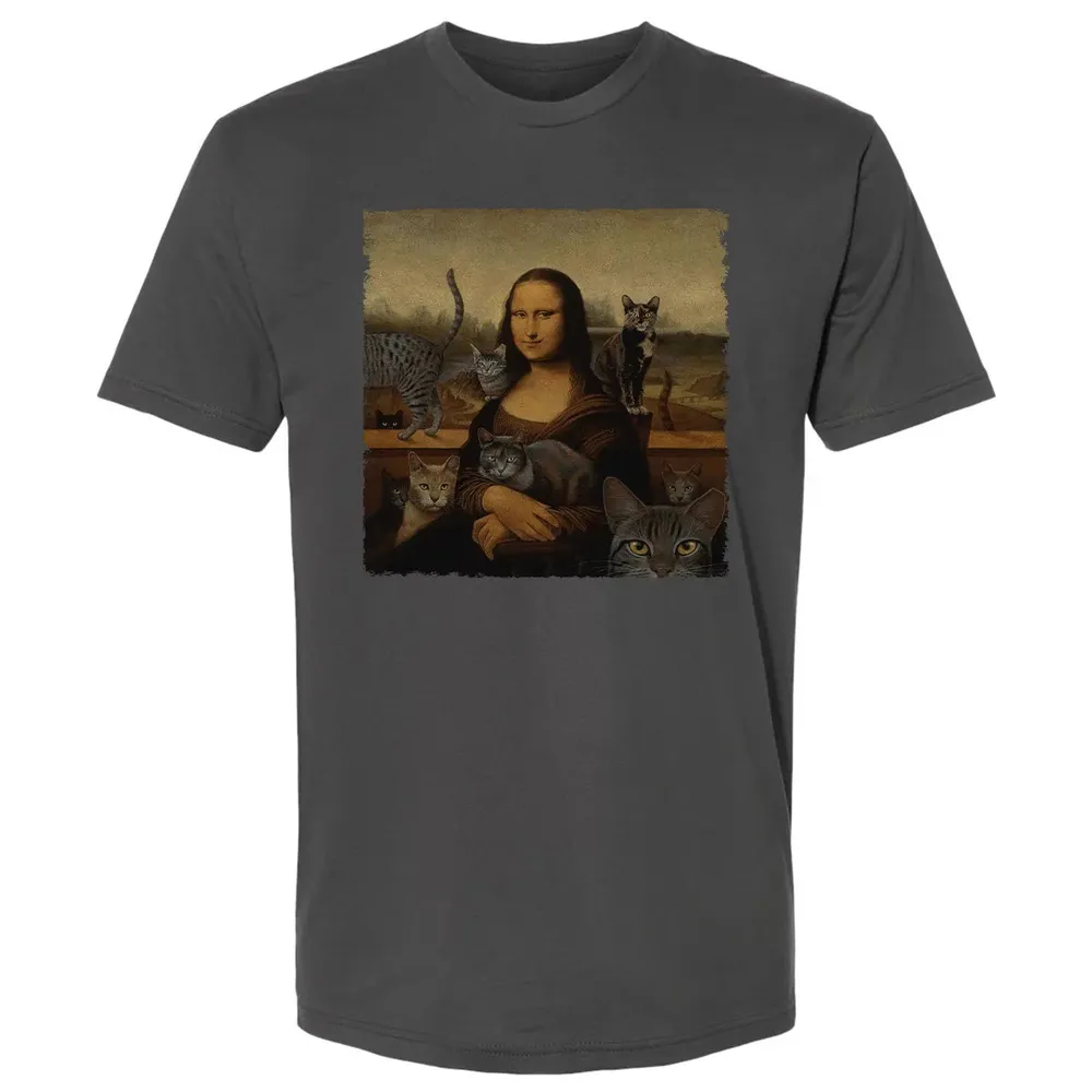 Monalisa with cats Premium Unisex T-shirt - 8