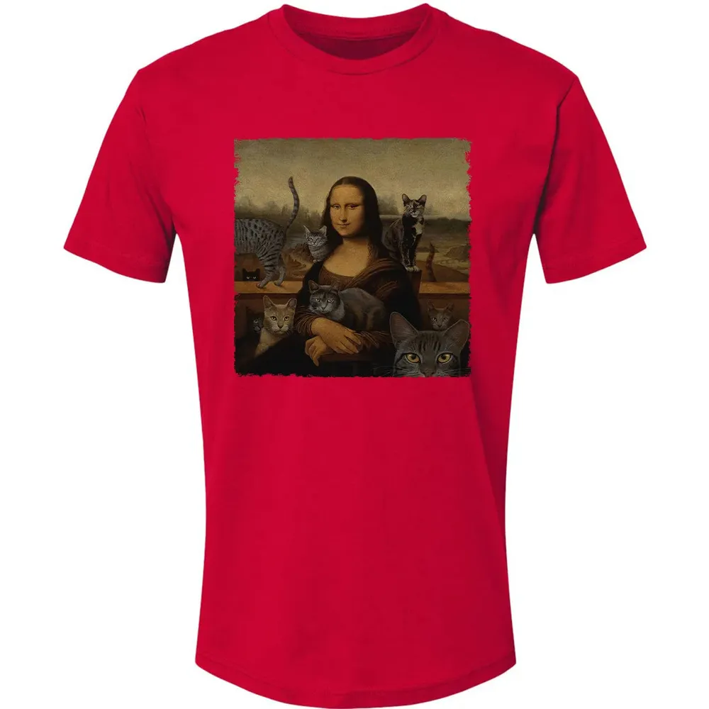 Monalisa with cats Premium Unisex T-shirt - 6