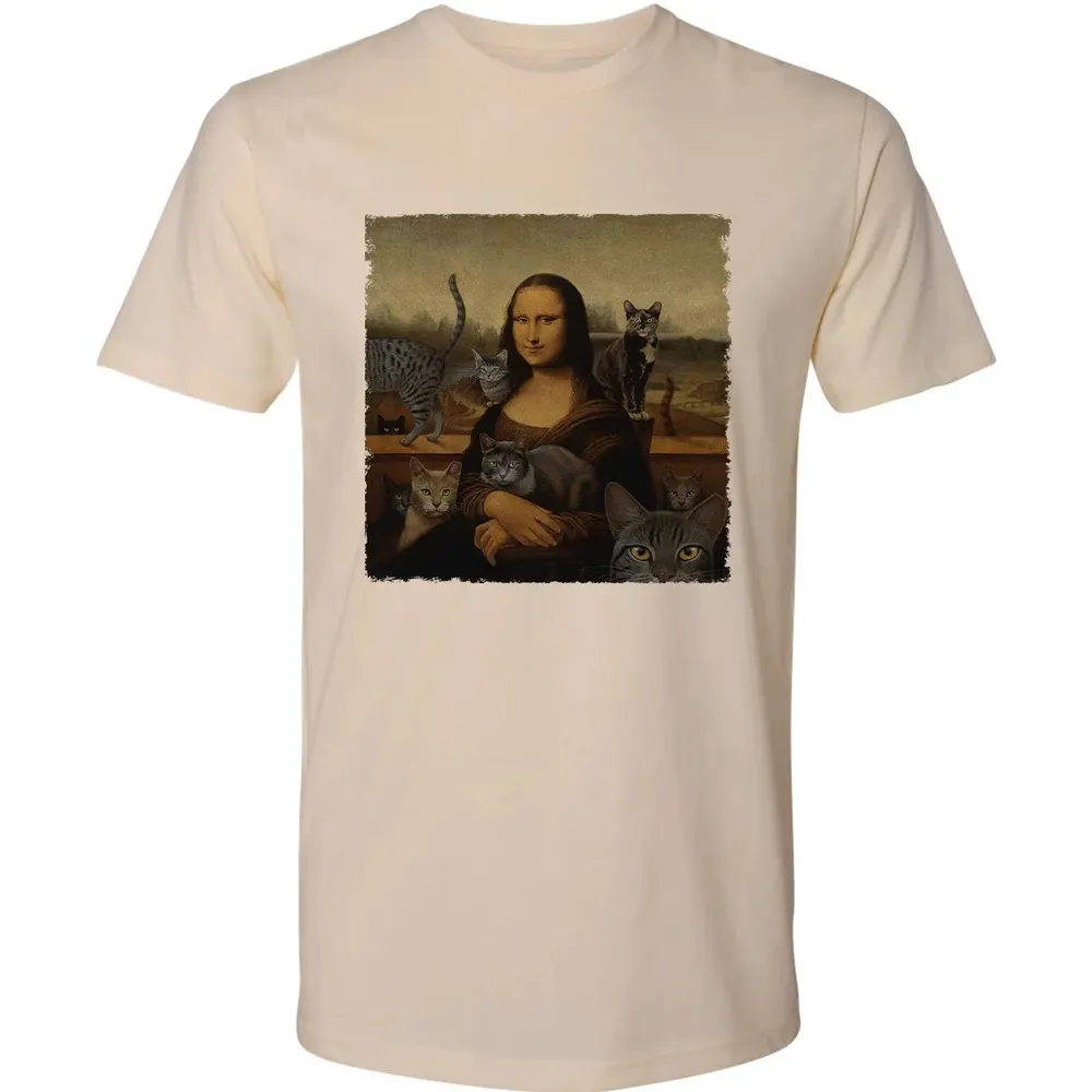 Monalisa with cats Premium Unisex T-shirt - 13