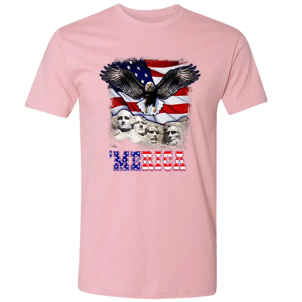 Merica 4th Of July American Flag Mount Rushmore Bald Eagle Premium Unisex T-shirt - 3