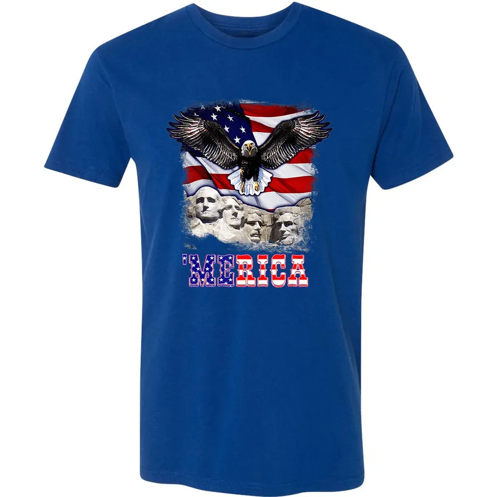 Merica 4th Of July American Flag Mount Rushmore Bald Eagle Premium Unisex T-shirt - 10
