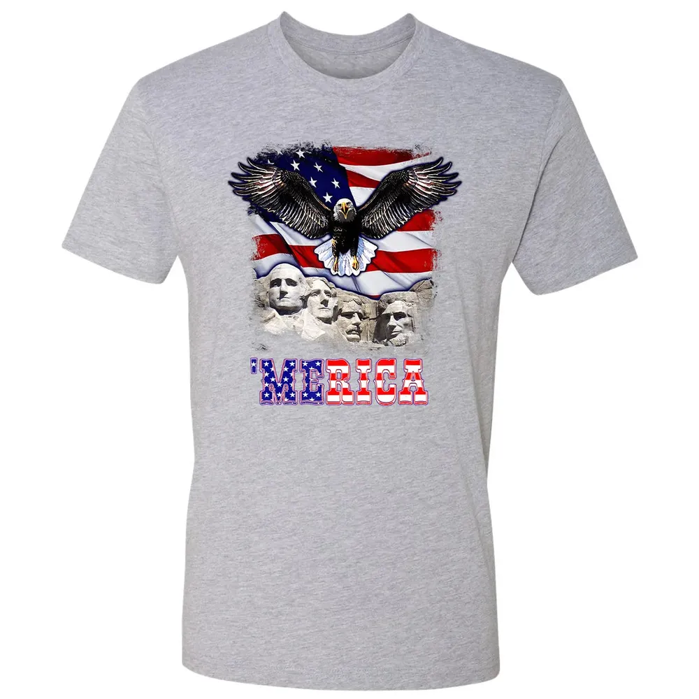 Merica 4th Of July American Flag Mount Rushmore Bald Eagle Premium Unisex T-shirt - 9