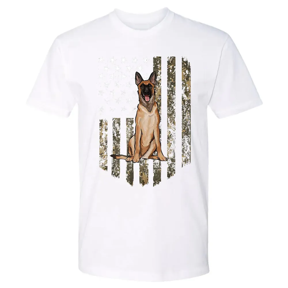Camo American Flag Belgian Malinoi 4th Of July USA Premium Unisex T-shirt - 4