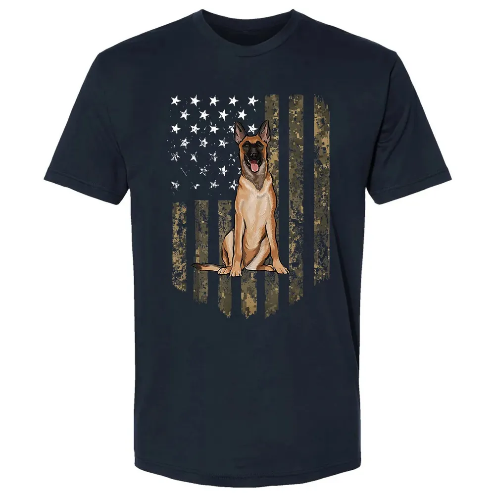 Camo American Flag Belgian Malinoi 4th Of July USA Premium Unisex T-shirt - 2