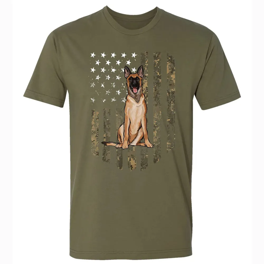 Camo American Flag Belgian Malinoi 4th Of July USA Premium Unisex T-shirt - 5