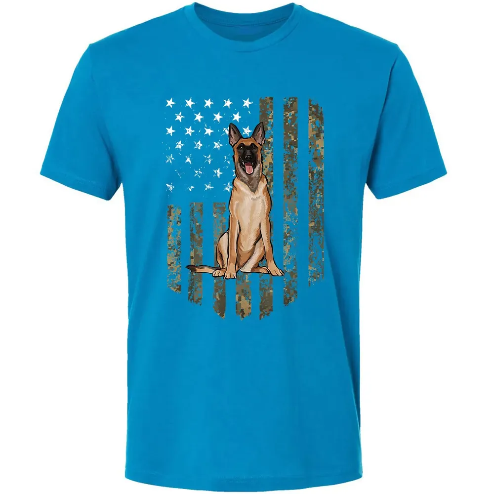 Camo American Flag Belgian Malinoi 4th Of July USA Premium Unisex T-shirt - 15