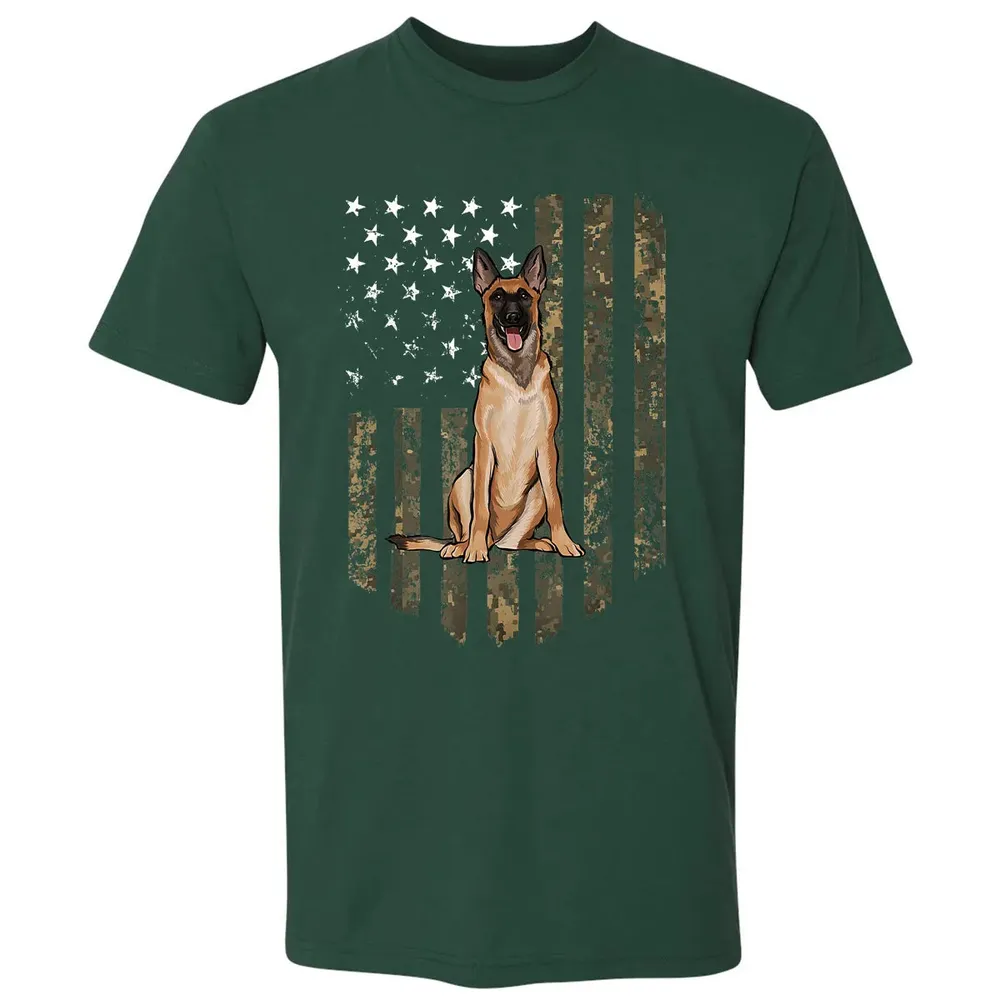 Camo American Flag Belgian Malinoi 4th Of July USA Premium Unisex T-shirt - 12