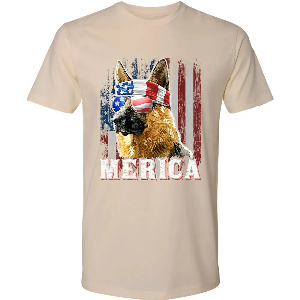 Merica German Shepherd Dog 4th of July American Flag Premium Unisex T-shirt - 13