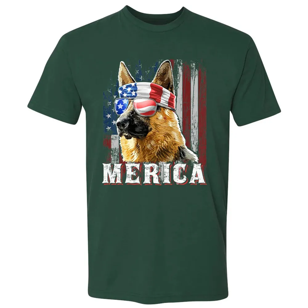 Merica German Shepherd Dog 4th of July American Flag Premium Unisex T-shirt - 12