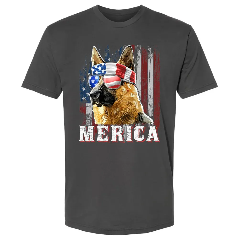 Merica German Shepherd Dog 4th of July American Flag Premium Unisex T-shirt - 8