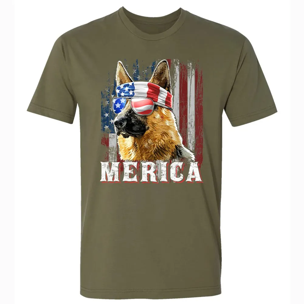 Merica German Shepherd Dog 4th of July American Flag Premium Unisex T-shirt - 5