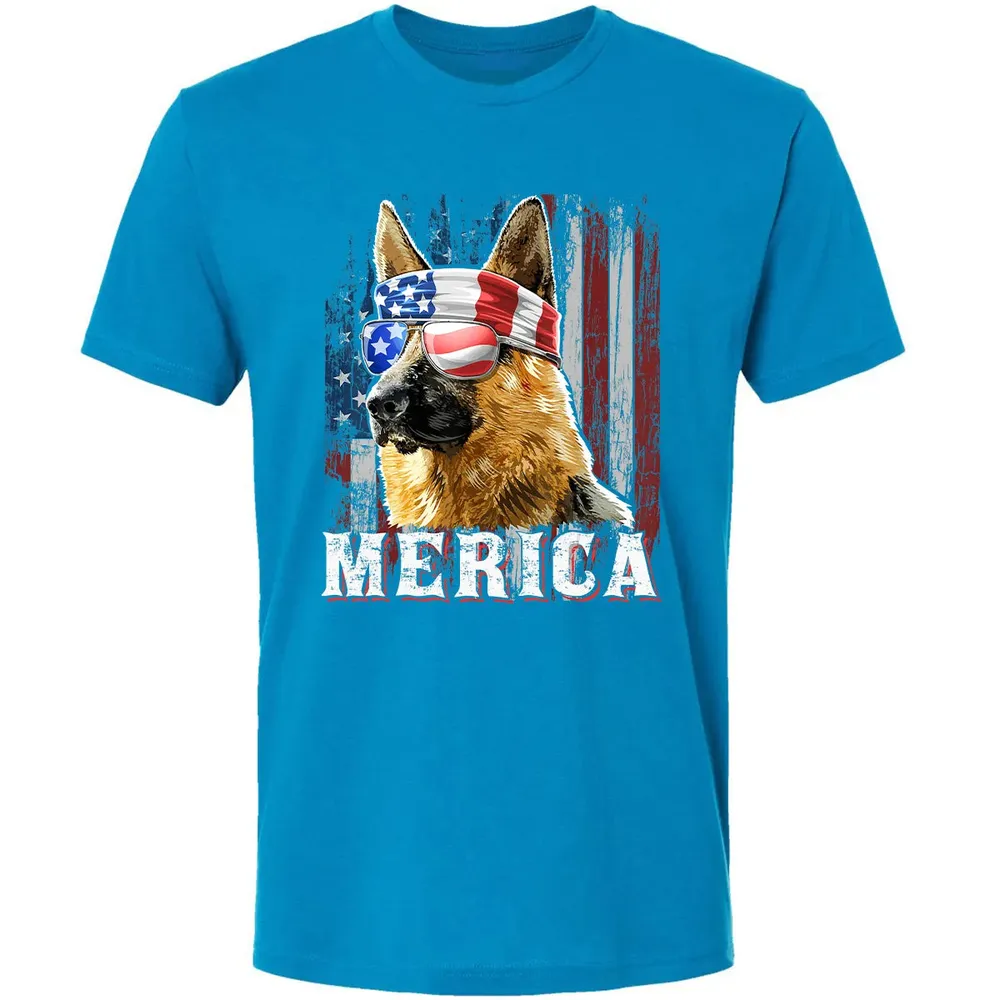 Merica German Shepherd Dog 4th of July American Flag Premium Unisex T-shirt - 15