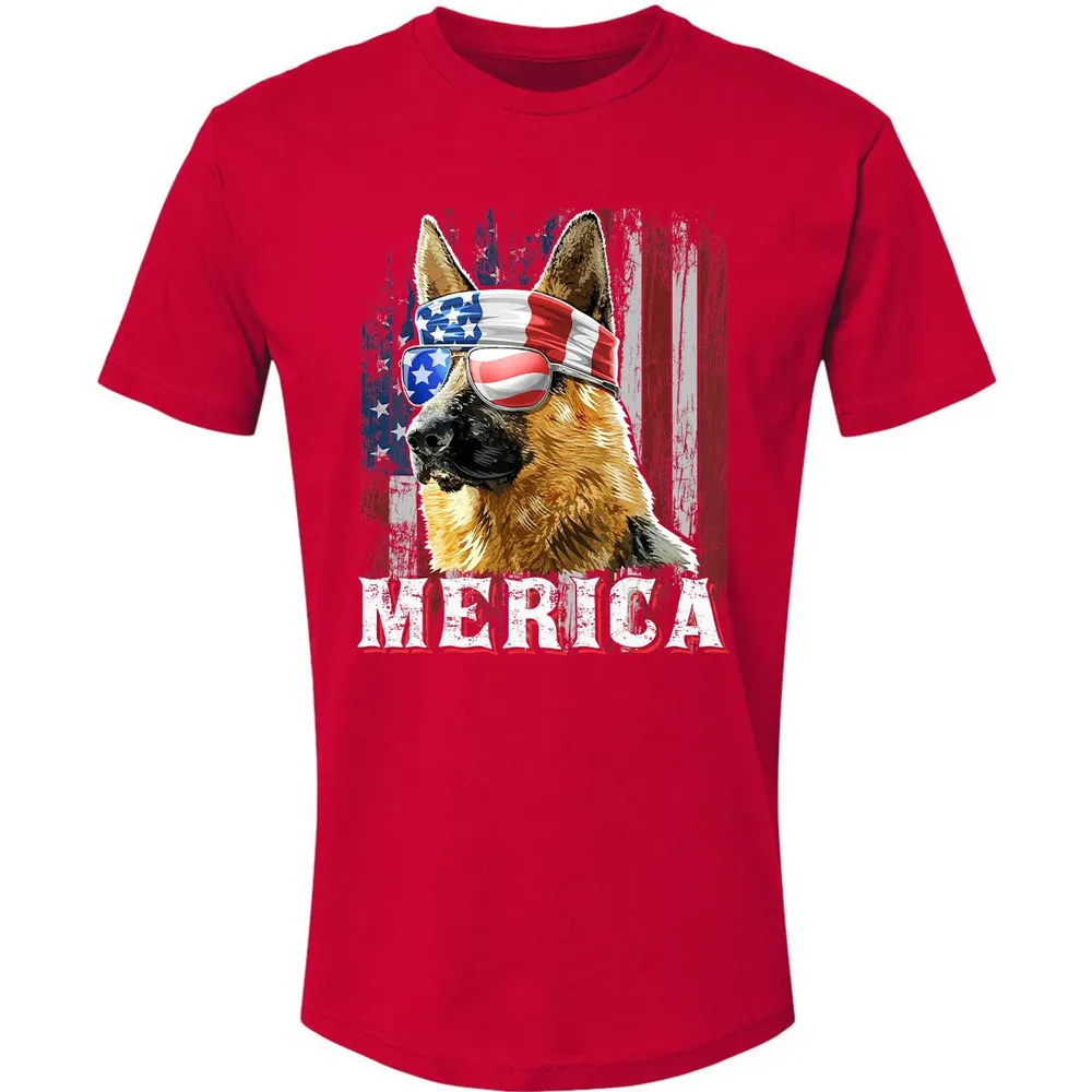 Merica German Shepherd Dog 4th of July American Flag Premium Unisex T-shirt - 6